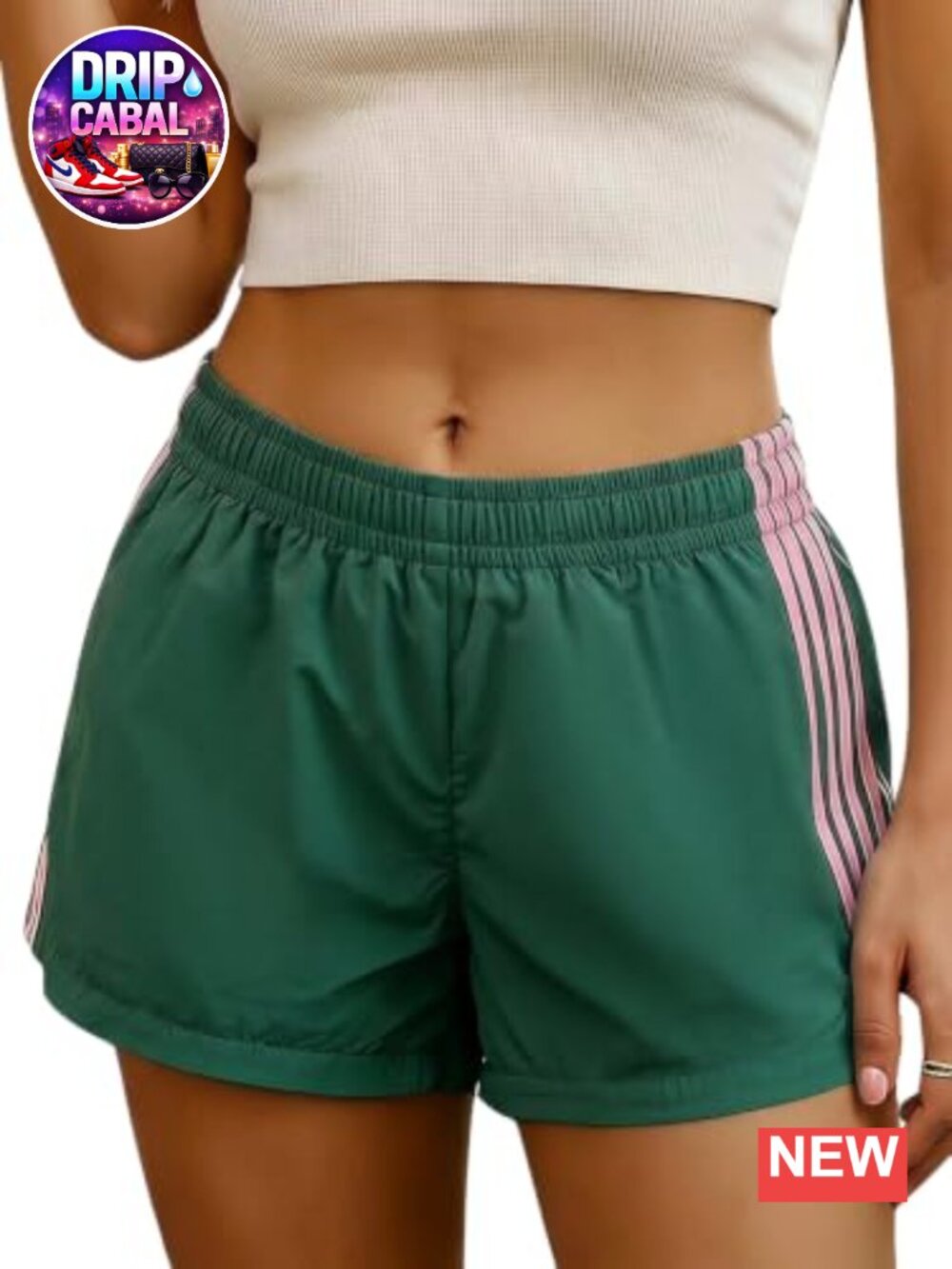 Women's Striped Track Shorts Low Rise Athletic Summer Wide Leg
